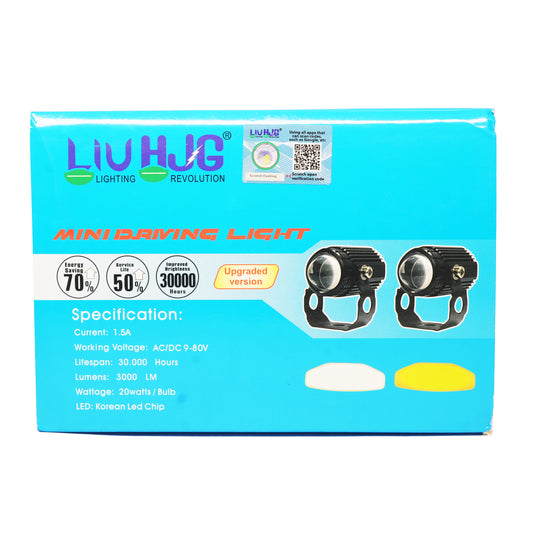 LIU HJG 20W Mini Driving Fog Lights (Dual Colour) For universal Motorcycle/Scooters/Cars/Jeeps (UPGRADED VERSION)